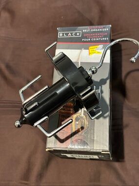 BLACK Rotating Belt & Accessory Hanger - Black with Chrome Hooks